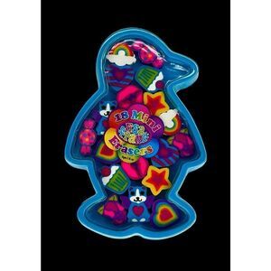 New Vintage Y2K Lisa Frank 18 Mini Erasers Blue Penguin Case Unused